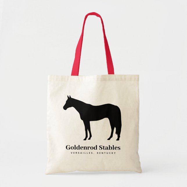 Custom Colour Horse, Personalised Farm Name Tote Bag (Front)