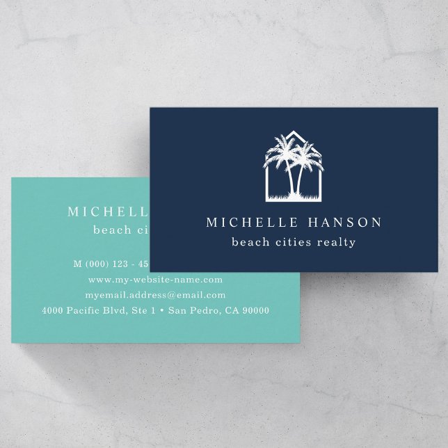 Custom Colour House Palm Trees Realtor Business Card (Creator Uploaded)