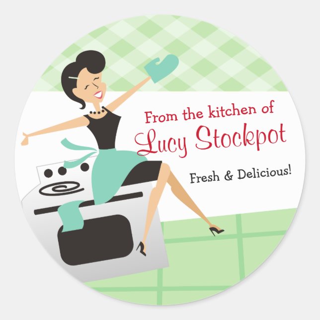 Custom colour housewife cooking baking food label (Front)