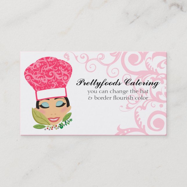 Custom colour Italian Hispanic chic woman chef Business Card (Front)