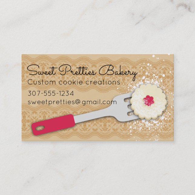 Custom colour jelly powdered sugar cookie spatula business card (Front)