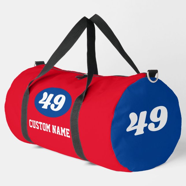Custom colour jersey number sports team duffle bag (Left Corner)