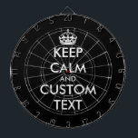 Custom colour keep calm and carry on dartboard<br><div class="desc">Custom colour keep calm and carry on dartboard. Personalise with your own funny parody. Fun Birthday gift idea for kids and adults. Trendy wall decor ideas for home,  pub,  car,  cafe,  restaurant,  man cave,  office and other places to relax. Modern typography template with crown.</div>