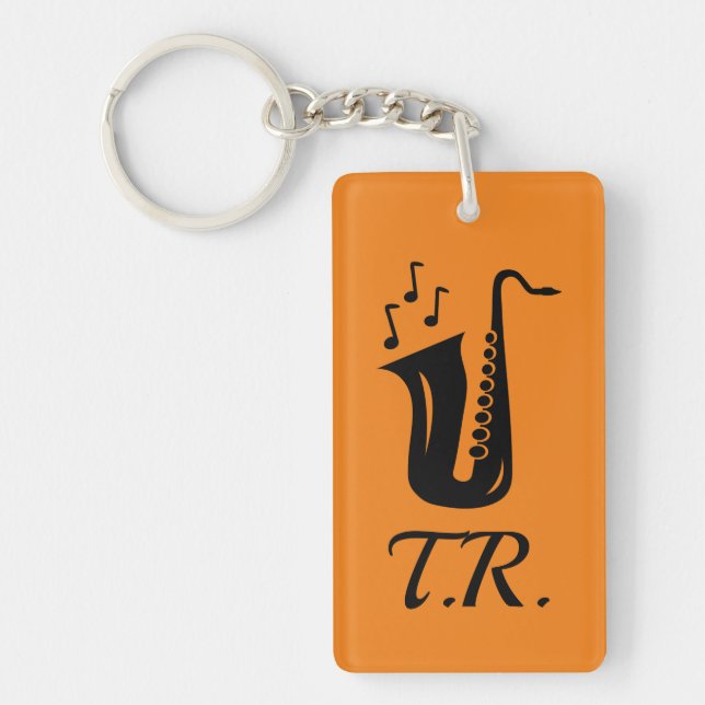 Custom colour keychain for saxophone player (Front)
