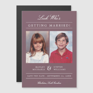 Custom Colour Kid Photo Save the Date   Mauve Magnetic Invitation