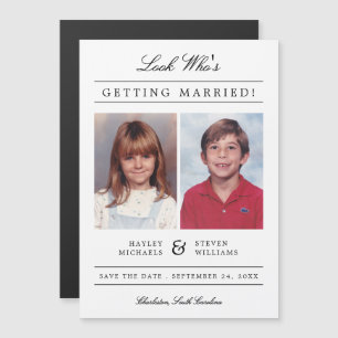 Custom Colour Kid Photo Save the Date White Magnetic Invitation