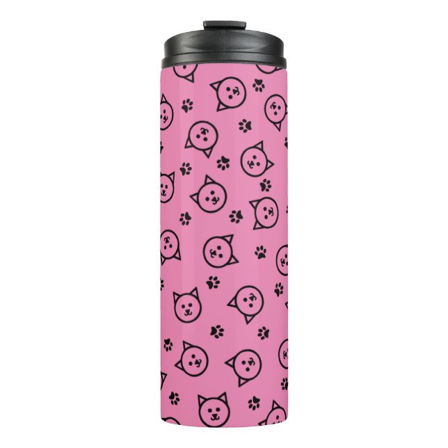 Custom Colour Kitty Pattern Thermal Tumbler (Front)