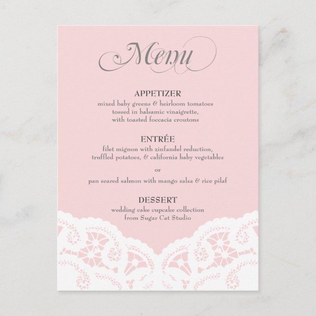 Custom Colour Lace Doily Menu Postcard (Front)