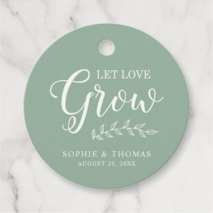 Custom Colour Leaves Wedding Let Love Grow Round Favour Tags