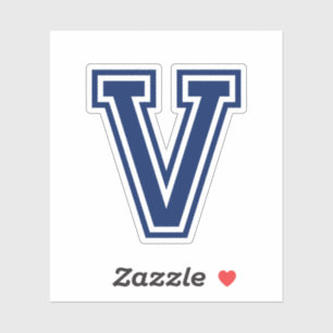 Custom colour letter V sporty college font alphabe