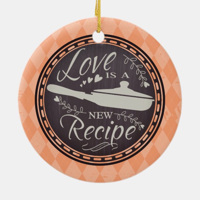 Custom colour love is new recipe Christmas ornamen Ceramic Tree Decoration (Back)