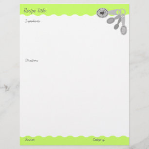 Custom colour measuring spoons recipe letterhead