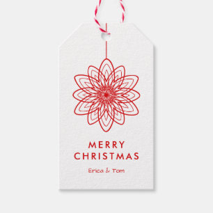 Custom colour Merry Christmas minimalist flower Gift Tags