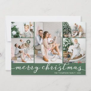Custom Colour Merry Christmas Photo Card Five Phot