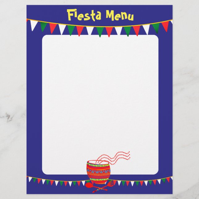 Custom colour Mexican food menu letterhead (Front)