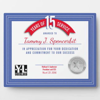 Custom colour milestone employee anniversary award plaque