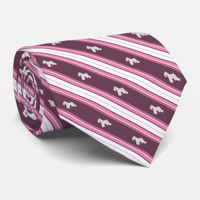 Custom Colour Miniature Schnauzer Terrier Striped Tie (Rolled)