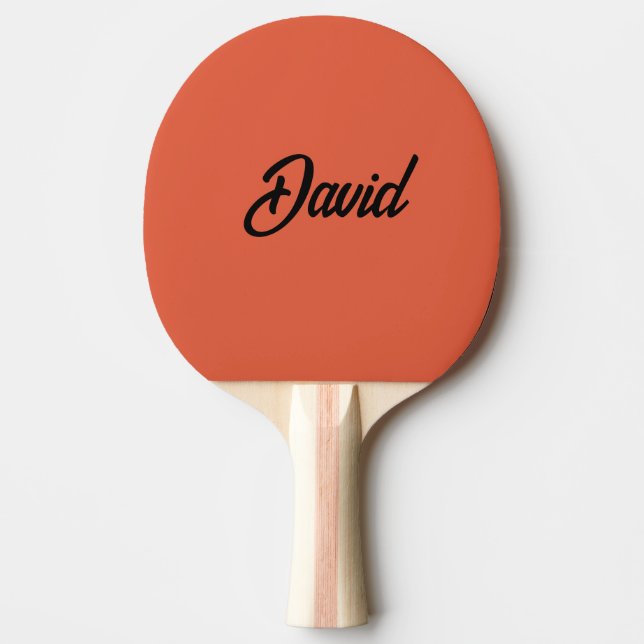 Custom Colour Minimalist Script Personalised Name Ping Pong Paddle (Front)