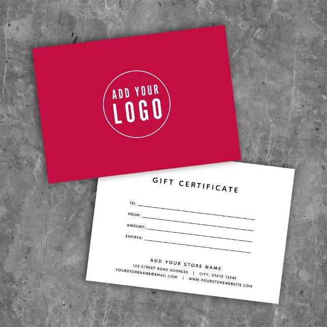 Custom Colour Modern Add Logo Gift Certificate (Creator Uploaded)