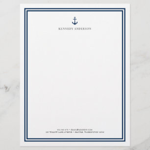 Custom Colour Modern Classic Anchor Personalised Custom Letterhead