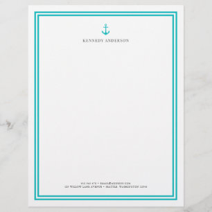 Custom Colour Modern Classic Anchor Personalised Letterhead