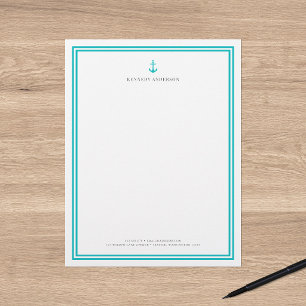 Custom Colour Modern Classic Anchor Personalised Letterhead
