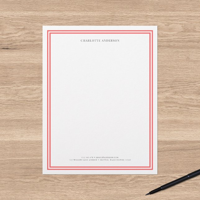 Custom Colour Modern Classic Borders Personalised Letterhead (Creator Uploaded)