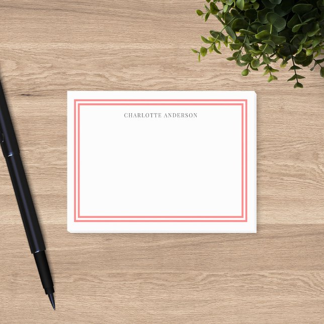Custom Colour Modern Classic Borders Personalised Post-it Notes (Creator Uploaded)