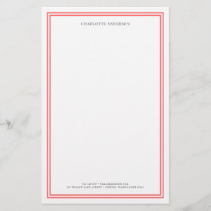 Custom Colour Modern Classic Borders Personalised Stationery