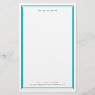 Custom Colour Modern Classic Borders Personalised Stationery