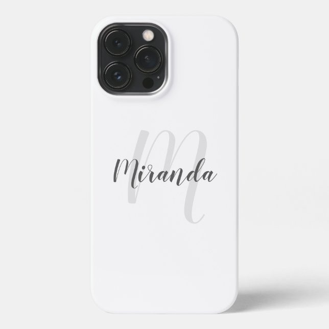 Custom Colour Modern Personalised Monogram and Nam iPhone Case (Back)