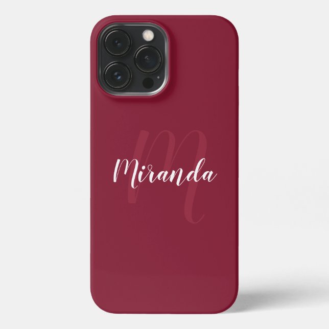 Custom Colour Modern Personalised Monogram and Nam iPhone Case (Back)