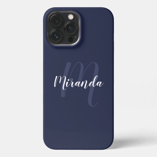 Custom Colour Modern Personalised Monogram and Nam iPhone Case (Back)