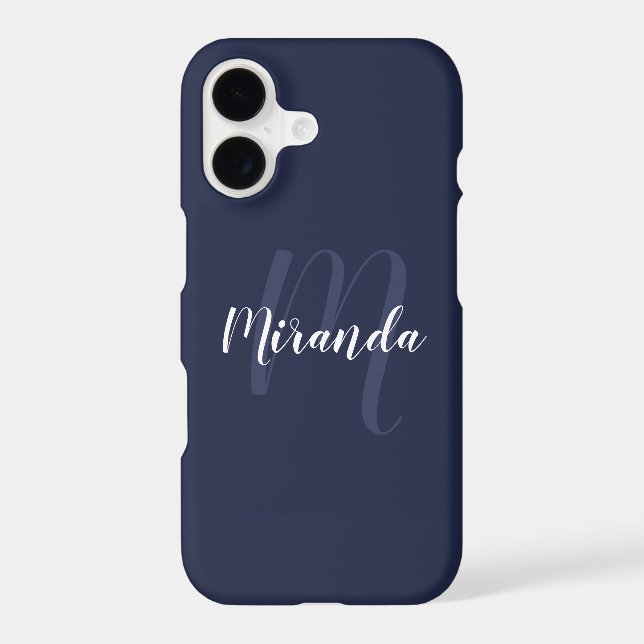 Custom Colour Modern Personalised Monogram and Nam iPhone Case (Back)