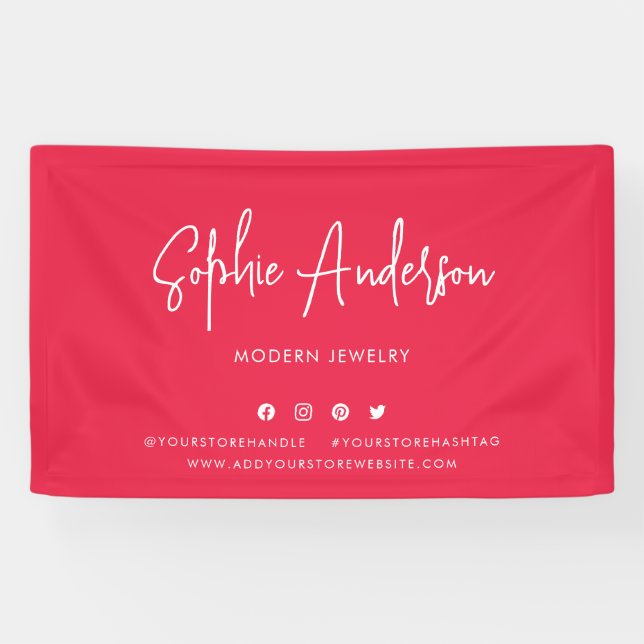 Custom Colour Modern Script Social Media Marketing Banner (Horizontal)