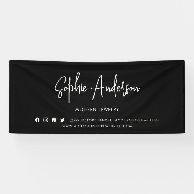 Custom Colour Modern Script Social Media Marketing Banner (Horizontal)