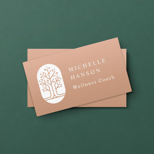Custom Colour Modern Tree Health Wellness Coach Business Card