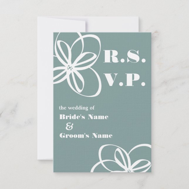 Custom Colour Modern Wedding RSVP With Flowers Card (Front)