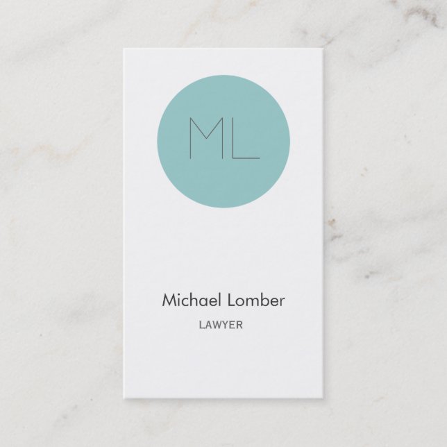 Custom Colour Monogram Circle Modern Business Card (Front)