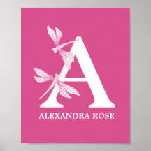 Custom Colour Monogram Floral Letter A Nursery 