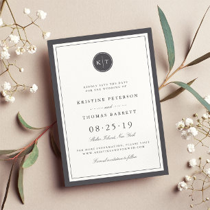 Custom Colour Monogram Save the Date Card