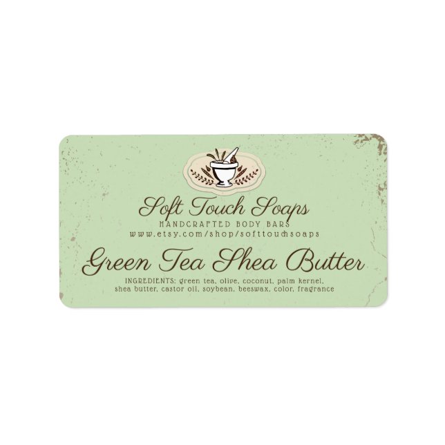 Custom colour mortar pestle handmade soap labels (Front)