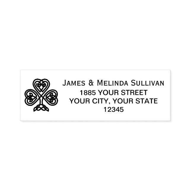 Custom Colour Name & Address Celtic Knot Shamrock Self-inking Stamp (Design)