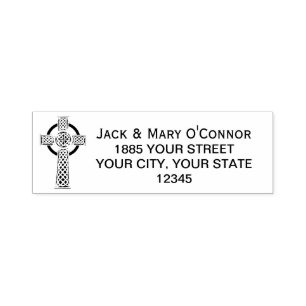 Custom Colour Name & Address Christian Celtic Self-inking Stamp