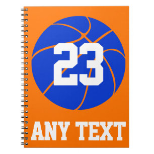 Custom Colour, Name & Number Blue Basketball Notebook