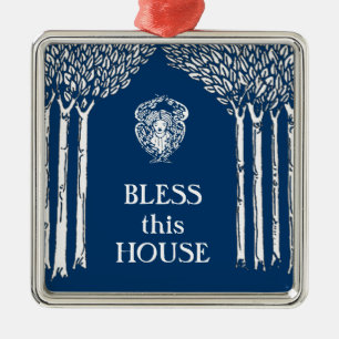 Custom Colour Nouveau Angel Bless this House Metal Tree Decoration