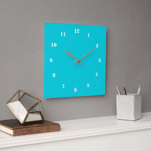 Custom Colour Number Fonts Modern Turquoise Clock
