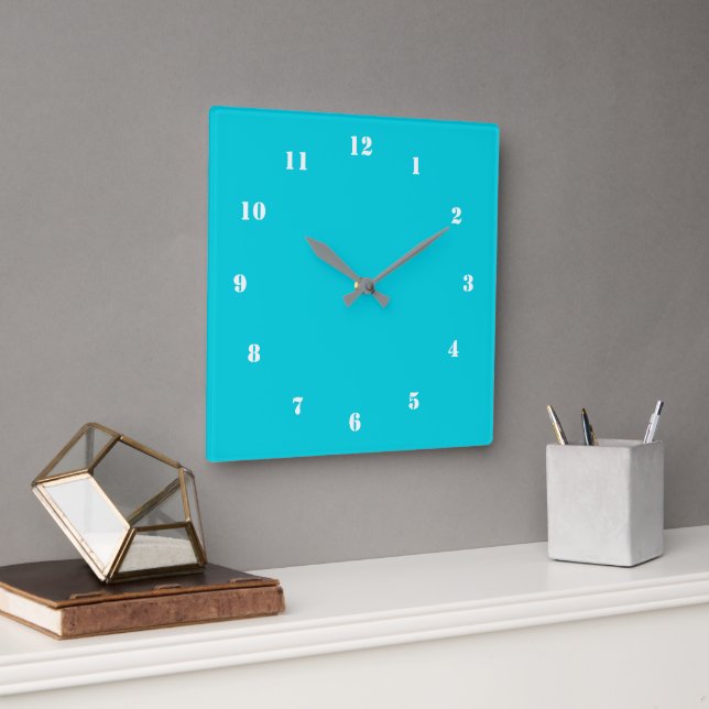 Custom Colour Number Fonts Modern Turquoise Clock (Office)