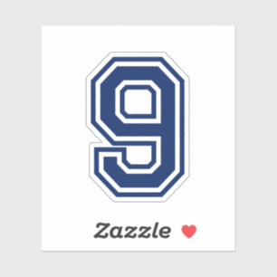 Custom colour number nine 9 sports college font