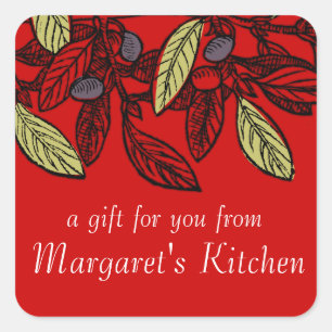 Custom colour olive branch food gift tag label